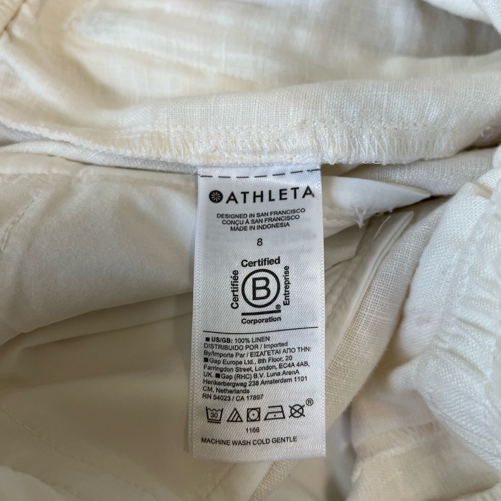 NWOT Athleta Retreat Off White Wide-Leg Linen Pants - Picture 9 of 9